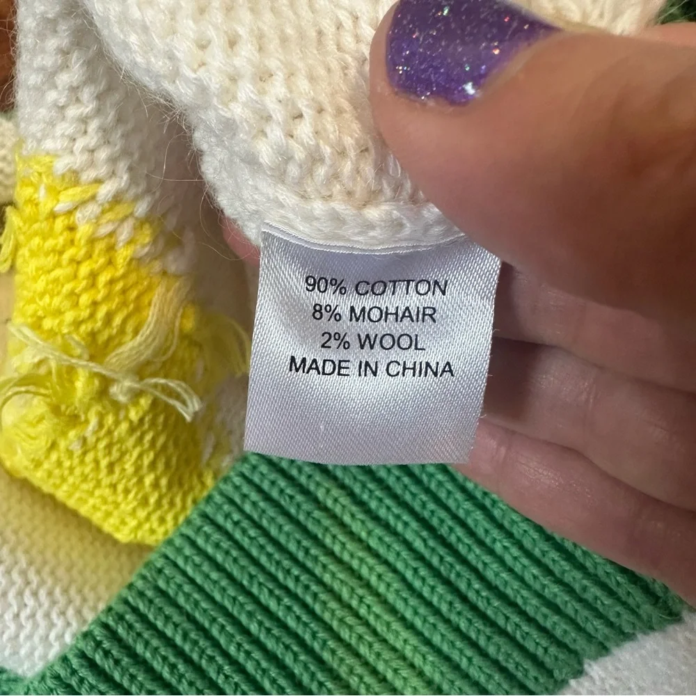 LELA ROSE Banana Phone Wool Sweater with Multicolor Trim - Picture 6 of 7